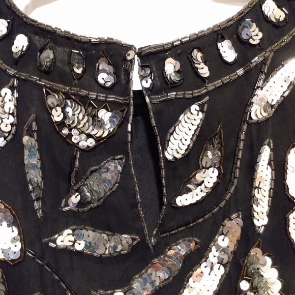 Lawrence Kazar Vintage Sequin and beaded Silk Top 2X - Picture 5 of 9